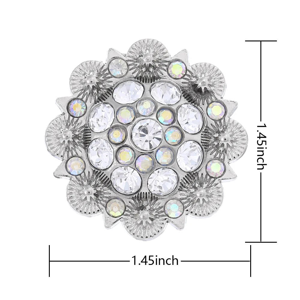 Description Picture 5 of itemColorful Rhinestone Conchos Buckle Metal Flower Crystal Leather Bag Belt Decorative Buttons Screw Back Leathercraft Accessories