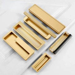 Hidden Door Handle Black Gold Embedded Handle Zinc Alloy Door Invisible Cabinet Handle Recessed Pulls Knob Furniture Hardware