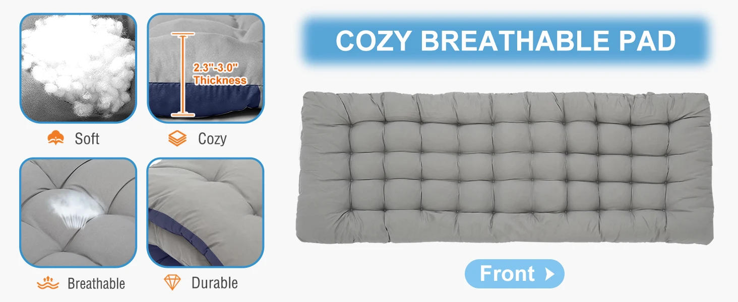 Description Picture 5 of itemXXL Folding Camping Cot with Mattress, Heavy Duty Sleeping Cot Bed Portable Adults Outdoor Bed with Carry Bag,