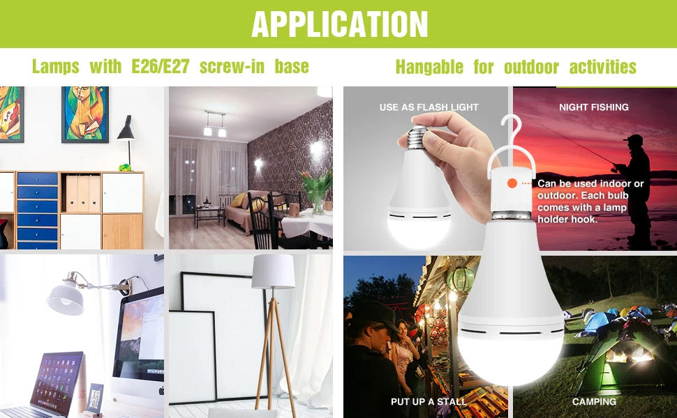 Description Picture 5 of itemEmergency Bulbs E27 LED Smart Rechargeable Light 9/15W Energy Saving Lamps Keep Lighting 3 Ways During Power Outages/ Camping