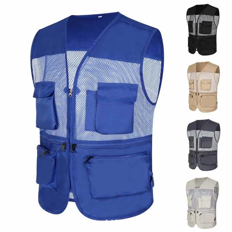 Description Picture 2 of itemCoat Jacket Men Vest Sleeveless Men\'s Outdoor Vest Multi Pockets and Photography Waistcoat Blue/Khaki/Gray/Black