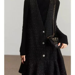 New Small Fragrant Style Elegant Women Dress Female Winter Autumn 2025 All-match Korean Chic Loose Fashion Vest Skirts Female