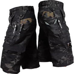 Mens Cargo Shorts Summer Tactical Cropped Trousers Hunting Outdoor Waterproof Multi-pocket Bermudas Pants Camo Ripstop Hiking