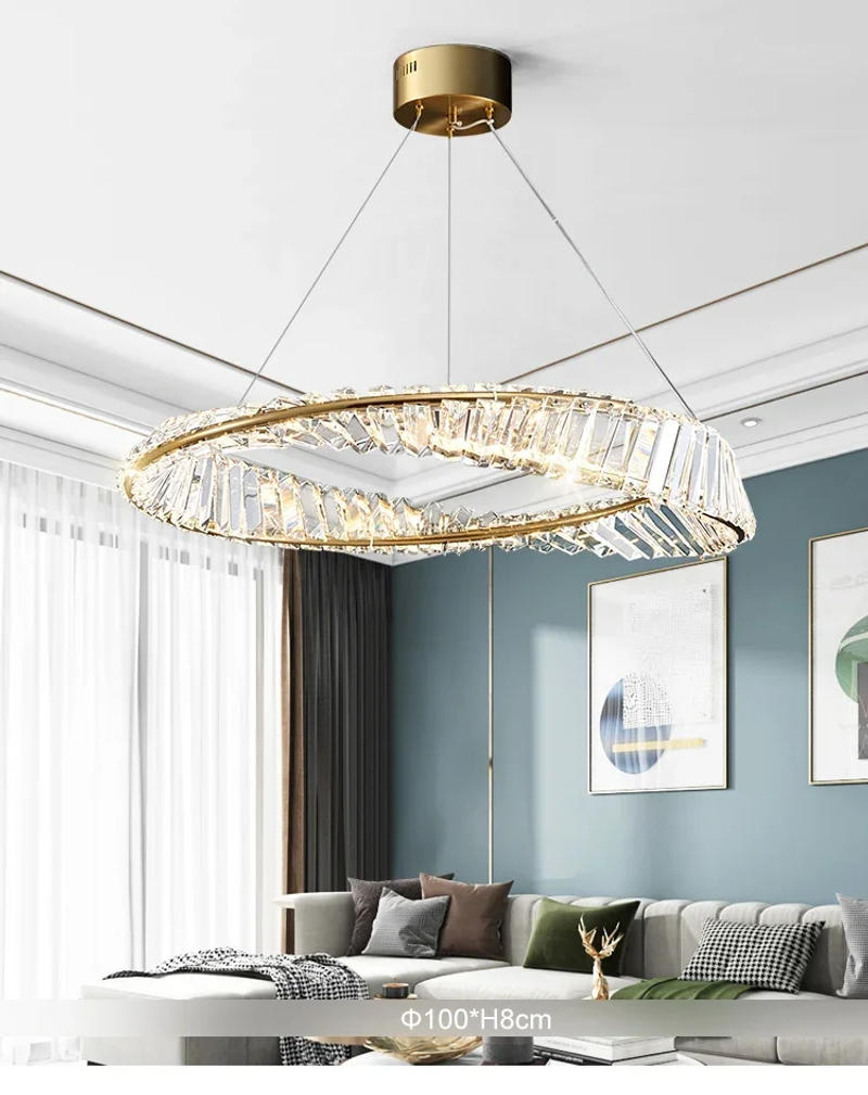 Description Picture 3 of itemItalian Designer Light Luxury Crystal Chandelier Living Room Restaurant Simple Creative Circular Modern Celebrity Pendant Lights