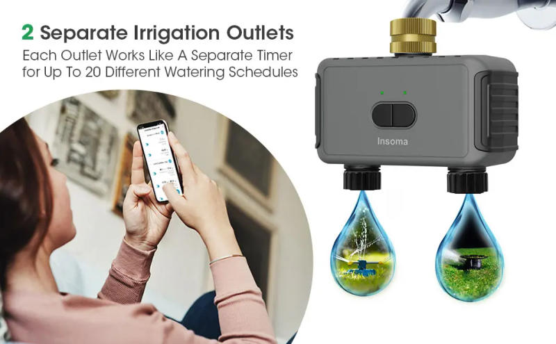 Description Picture 6 of itemInsoma Water Timer with Gateway Dual Hose Automatic Garden Irrigation Watering System Remote Sprinkler Programmer support Alexa