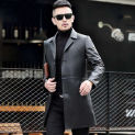 genuine leather 100% fur coat men jacketLeather man jacket Haining's new suit medium length handsome youth trench trend