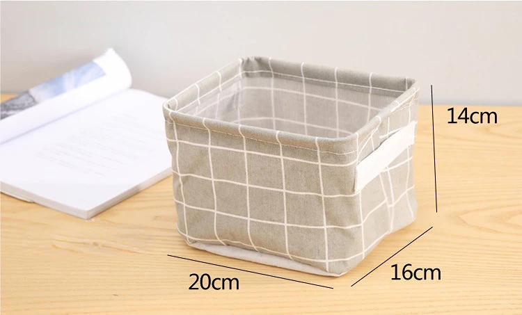 Description Picture 2 of itemFoldable Desktop Storage Box Fabric Bedroom Storage Basket Home Cabinet Cosmetic Organizer Jewelry Organizer Basket Toy Storage