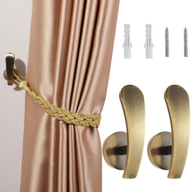 Description Picture 6 of item2PCS Wall Mounted Metal Curtain Hooks Window Curtain Holdback Hanging Tie Back Decorative Curtains Accessories