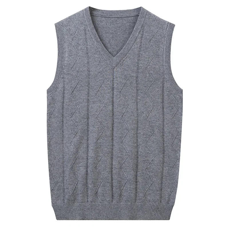 Description Picture 4 of itemAutumn New Men Vest Fashion Mens Wool Vest Men's V-neck Sweater Waistcoat Sleeveless Sweater Clothes Plue Size 3XL