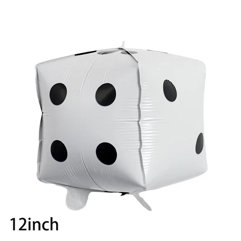 Description Picture 3 of item12 Inch Gold Balloons Pearl White Dice Foil Ballon Casino Theme Gold Confetti Balloons for Birthday Weddings Party Decorations