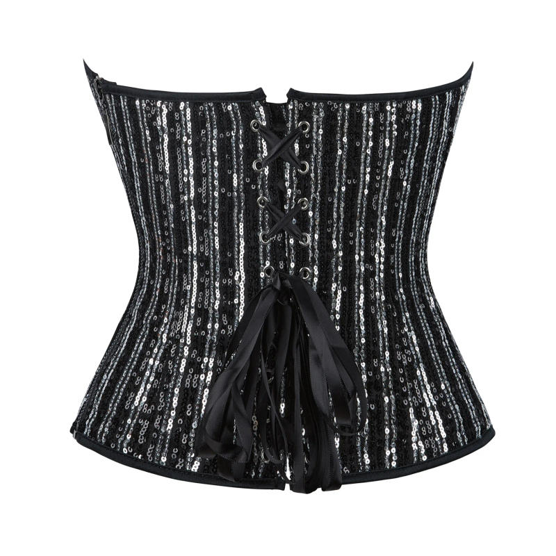 Description Picture 5 of itemSequined Overbust Corsets for Women Sexy Gothic Corset Bustier with Zipper Vintage Style Corset Top Burlesque Lingerie