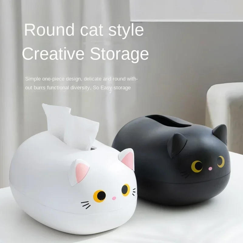 Description Picture 3 of itemKawaii Cat Tissue Box Livingroom Napkin Storage Box Kitchen Paper Container Desktop Toilet Paper Holder for Bathroom Dormitory