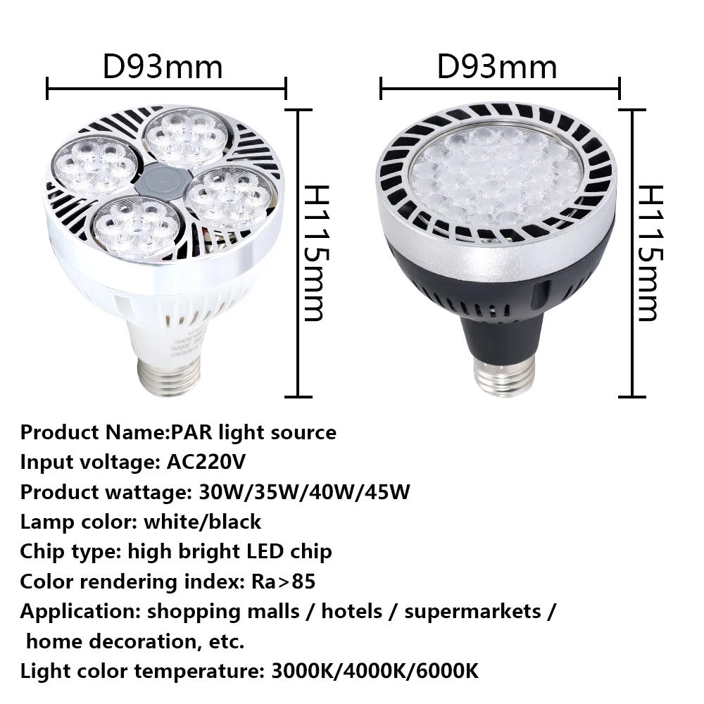 Description Picture 6 of item20 Pcs 35W Led High Power PAR30 Light Bulb E27 3000K/6000K Bright Light Energy-saving Lamp 220V Spotlight Lighting