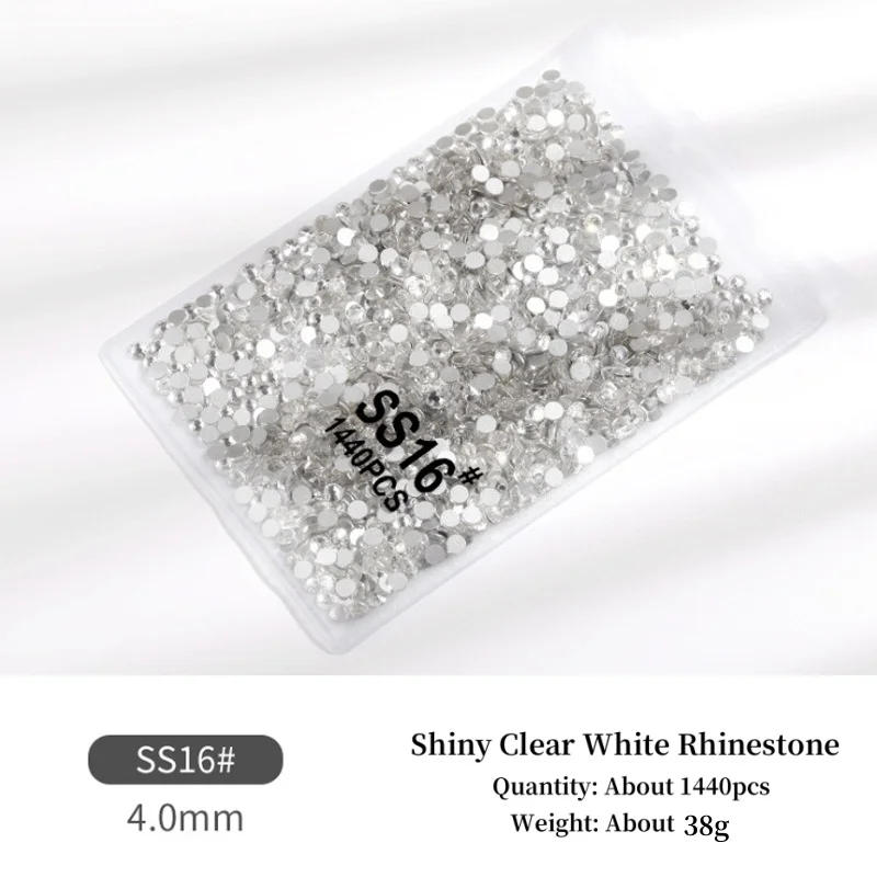 Description Picture 6 of itemwholesale Clear AB/White Glass Nail Art Decorations ss3 ss4 ss5 ss6 ss8 ss10 ss16 ss20 Glass Non HotFix Nail Art Rhinestones