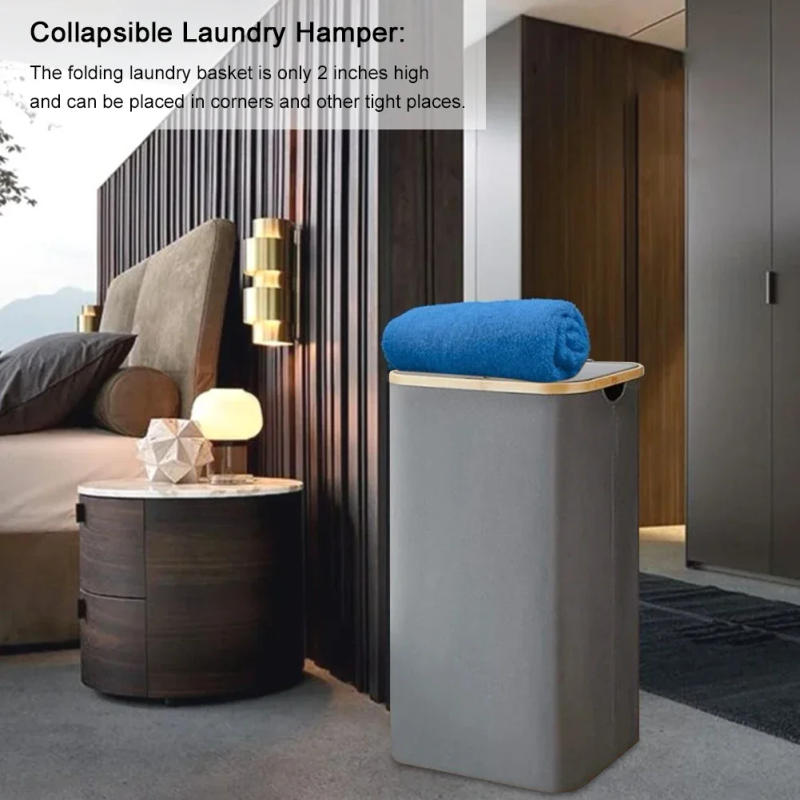 Description Picture 5 of itemFoldable Home Dirty Clothes Basket with Lid Oxford Cloth Dirty Cloth Basket Dirty Clothes Storage Basket Bathroom Laundry Basket