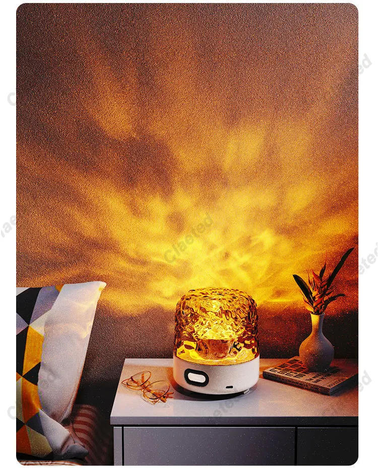 Description Picture 4 of itemNew Bedside Night Light with Bluetooth Speaker Water Pattern Projection Small Table Lamp Bedroom Romantic Atmosphere Light