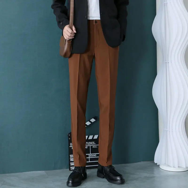 Description Picture 5 of itemFluid Men's Summer Pants Straight Draped 9 Cropped Cheap Up Luxury Male Suit Trousers Clothes Offer Thin Casual Tailoring Fabric