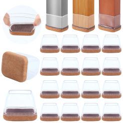 16PCS Rectangle Chair Leg Caps Silicone Anti-Slip Felt Furniture Floor Protector Pads Table Feet Cover from Scratches Home Decor