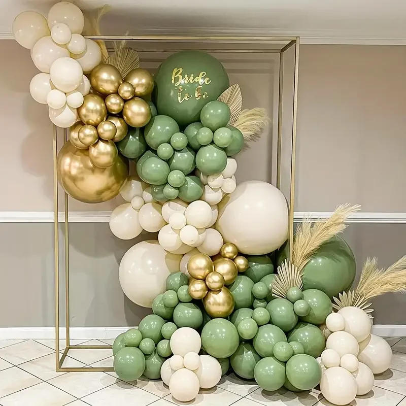Description Picture 5 of item30pcs Sage Green Sand white Gold Confetti Balloons Set For Birthday Wedding Baby Shower Graduation Eucalyptus Party Decorations