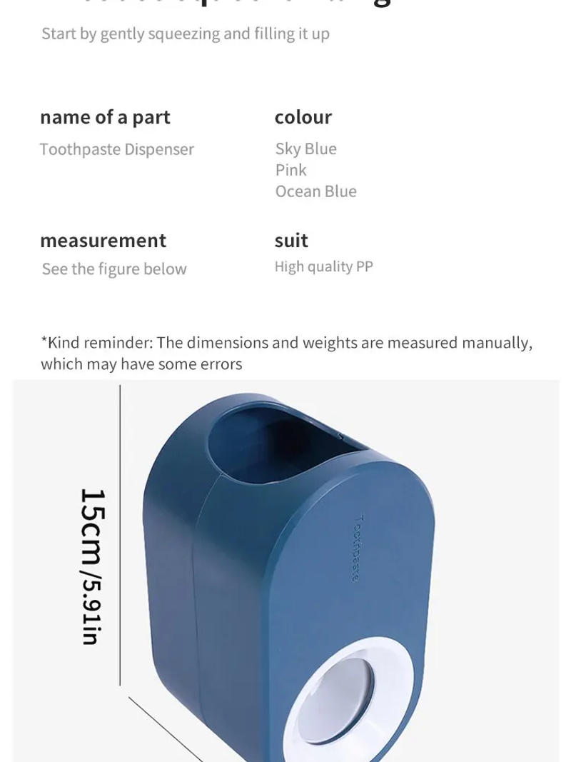 Description Picture 4 of itemAutomatic Toothpaste Squeezer Set Home Wall Bracket Toothbrush Holder Dust-proof Wall-mounted Toothpaste Squeezer