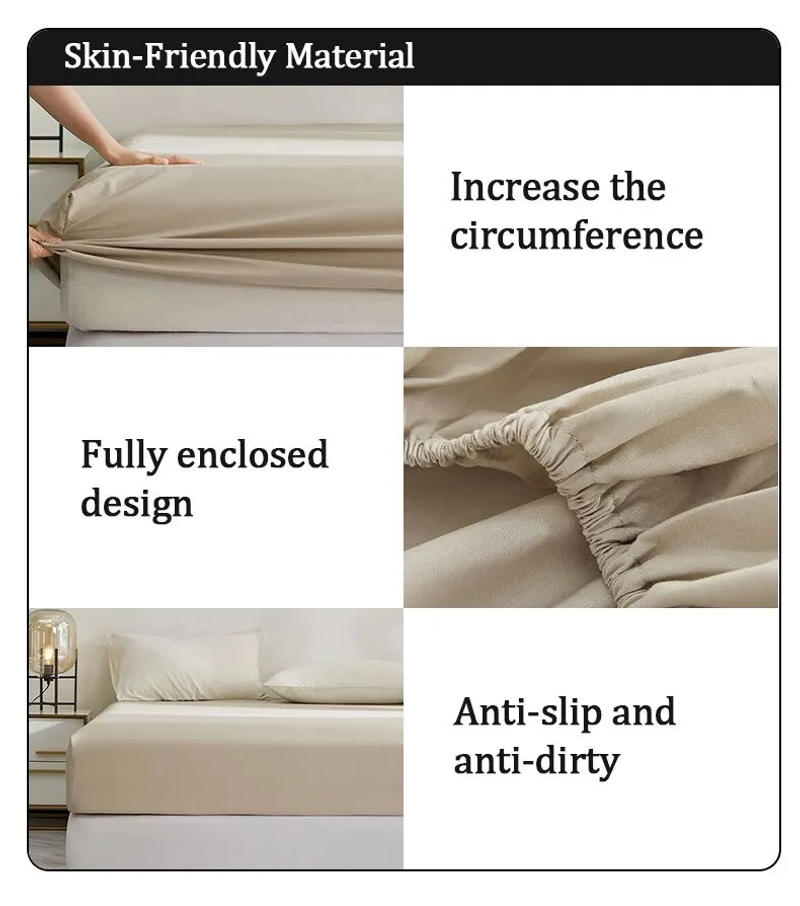 Description Picture 4 of item1pc Brushed Solid Color Fitted Sheet, Soft Comfortable Bedding Mattress Protector, For Bedroom, Guest Room, With Deep Pocket