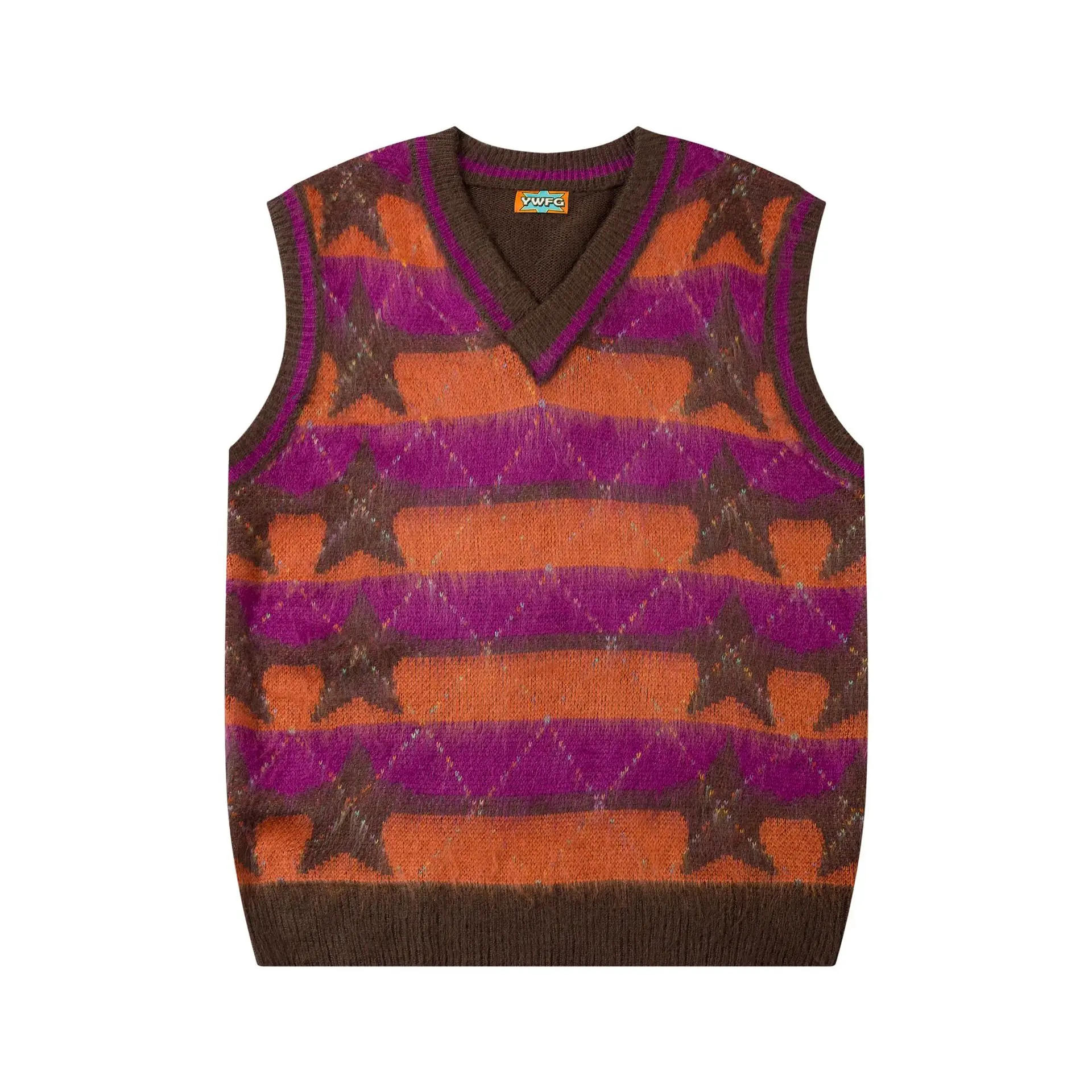 Description Picture 4 of itemVintage Sleeveless Sweater Men Striped Star Print Loose Knitted Pullover Casual Oversized Sweaters Jumpers Spring Autumn Tops