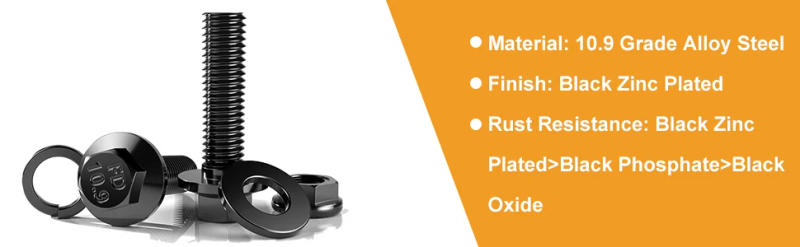 Description Picture 4 of item252Pcs Flange Hexagon Bolt Nut Washer Kit,10.9Grade Alloy Steel Black Zinc Plated M6, M8 Metric Flange Bolt Sorting Kit