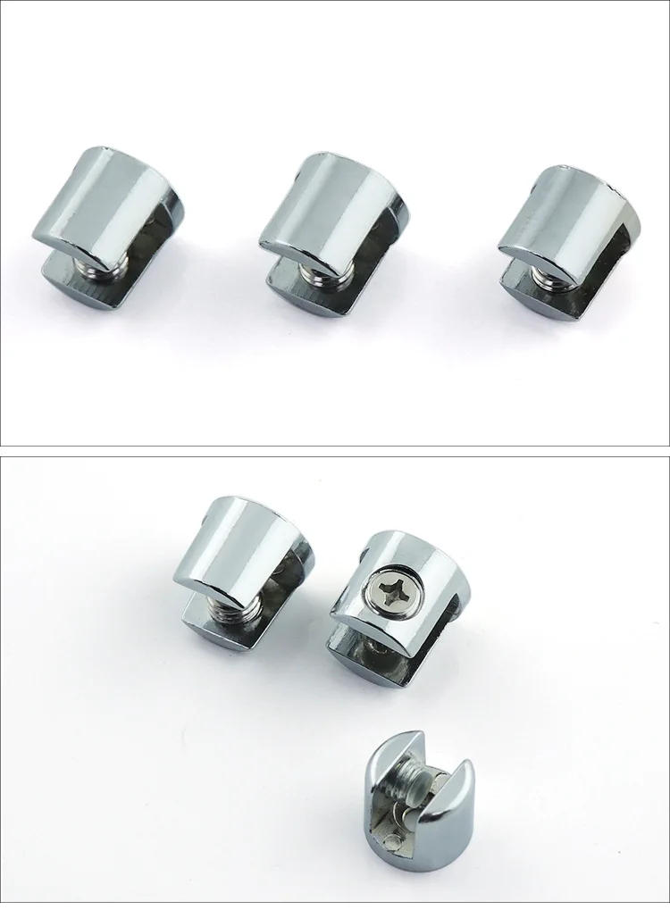 Description Picture 4 of item4pcs Glass Clamp Glass Plated Brackets Zinc Alloy Chrome finish Shelf Holder Support Brackets Clamps For 6-8mm/ 8-10mm/ 10-12mm