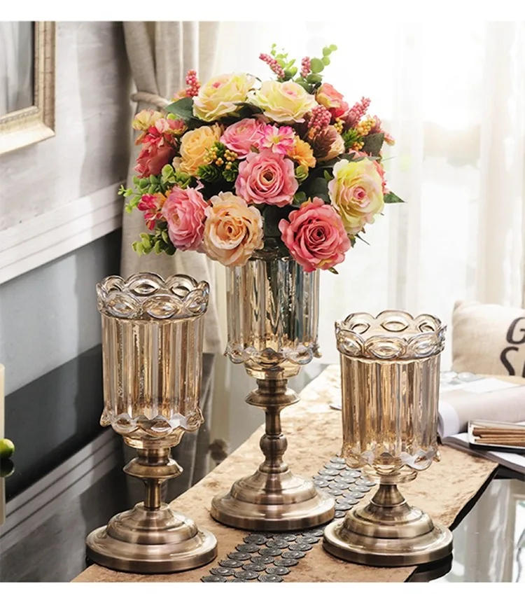 Description Picture 3 of itemGlass Vase Nordic Creative Decoration Crystal Table Flower Rose Vase Home Living Room Flower Arrangement Hydroponics Accessories