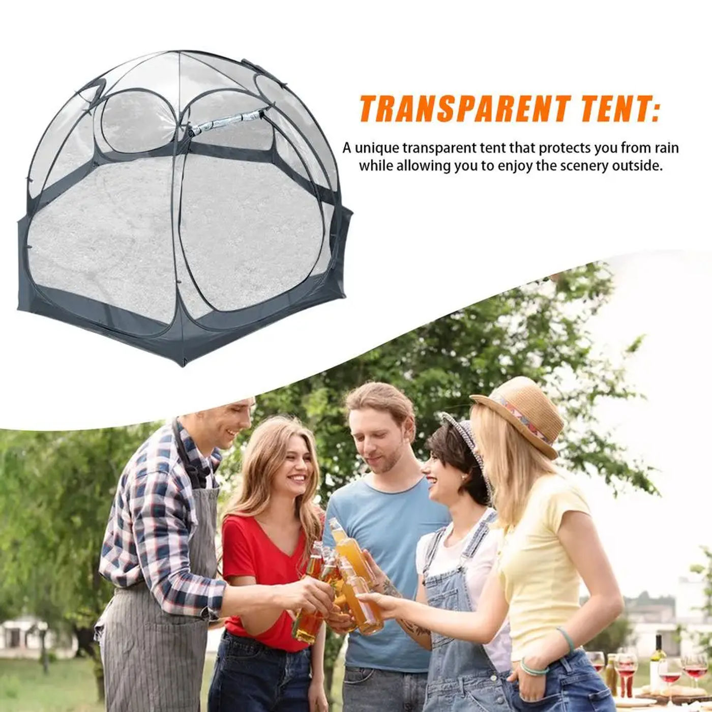 Description Picture 5 of itemTransparent Thickened PVC Starry Star Tent Portable Spherical Outdoor Camping Tent Quick Opening Folding Tent Rainproof Shelter