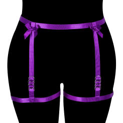 Women Harajuku Wedding Leg Purple Bow Garter Goth Rave Body Cage High Waist Garter Harness Belt Bondage Stocking Accessories