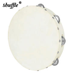 8/10inch Tambourine Orff Sheepskin Drum Wood Tambour Panderos Bell Jingles Percussion Musical Instruments Timbrel Christmas Gift