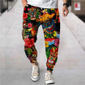 2024 Summer Thin Print Design Lantern Pants for Men's Outdoor Wear, Home Mosquito proof Pants, Casual Loose Pants