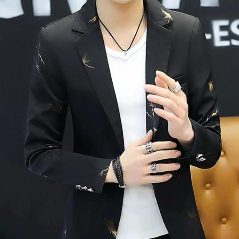 Description Picture 5 of item2024 Men Casual Blazers Handsome Trend Slim Print Blazers Fashion Men Printed Long Sleeve Men Jackets One Button Blazers