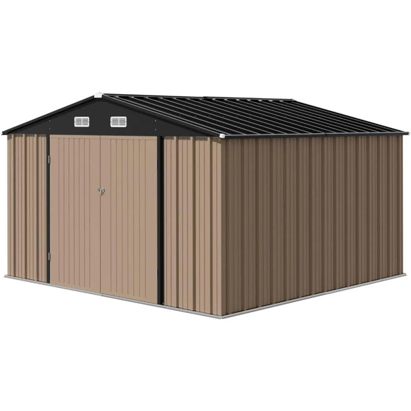Description Picture 3 of item10 X 10 FT Outdoor Storage Shed with Premium Durable Material Metal Sheds & Outdoor Storage House for Patio Garden (Brown)