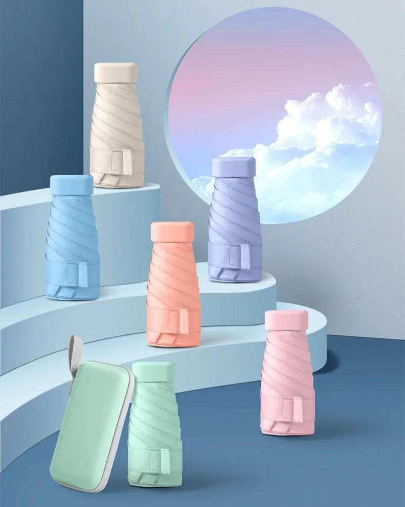 Description Picture 2 of itemMini Portable Umbrella Sun Umbrella With Case Set Parasol Rain and Shine Dual Use Unisex Travel Protable Folding Pocket Mini