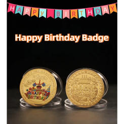 2Pcs Collection Coin Lucky Happy Birthday Commemorative Coins Happy Birthday Gift Good Luck Happiness Non-currency Coins