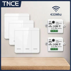 TNCE RF433 Relay Receiver,Wireless Light Switch 433Mhz Mini Remote Control,1/2/3Gang Wall Transmitter Switch, Led Lamp Fan Smart