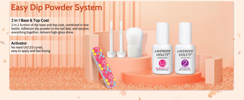 Description Picture 4 of item12pcs Dip Powder Nail Kit, 6 Yellow Orange Colors Dipping Powder and Essential Base Top Coat Activator for Nail Manicure