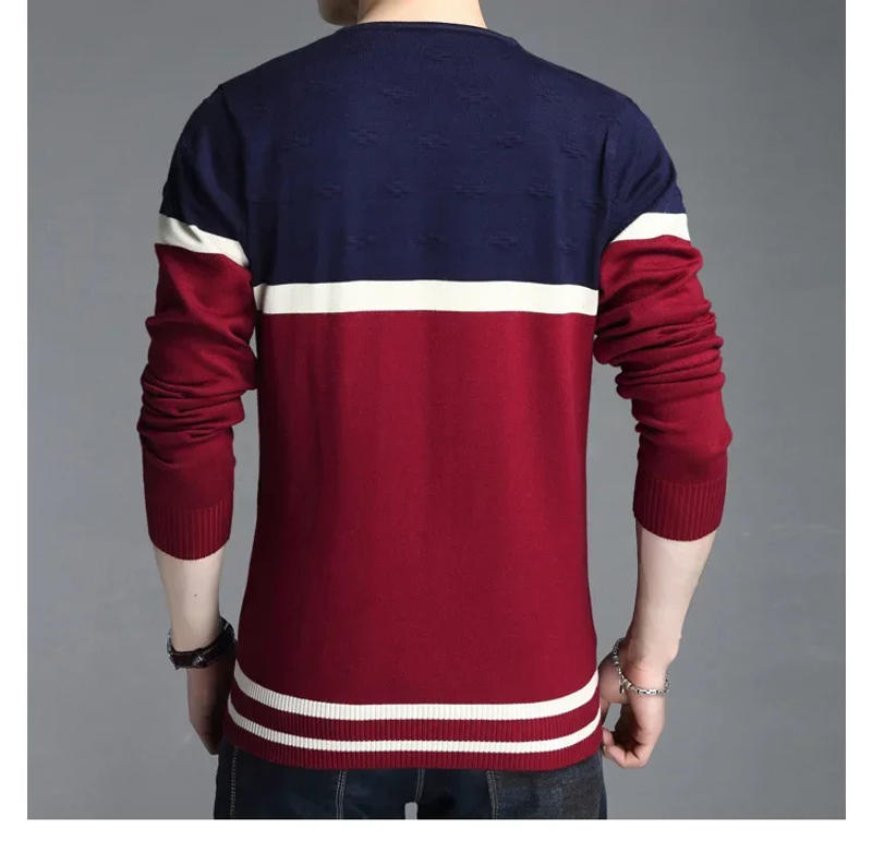 Description Picture 5 of itemMen's Winter Sweater Korean Fashion Knitted Patchwork Pullover Men Slim Fit Autumn Mens Knitted Sweater Plus Size 4XL