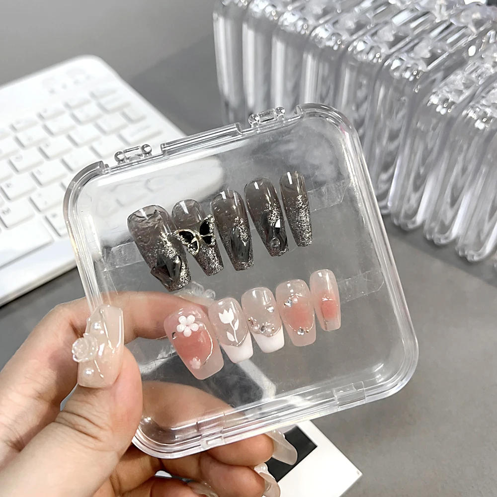 Description Picture 6 of item10/1Pcs Plastic Clear Square Storage Box Mini Portable Packaging Boxes For Jewelry Earring Bracelet DIY Nail Art Organizer Case