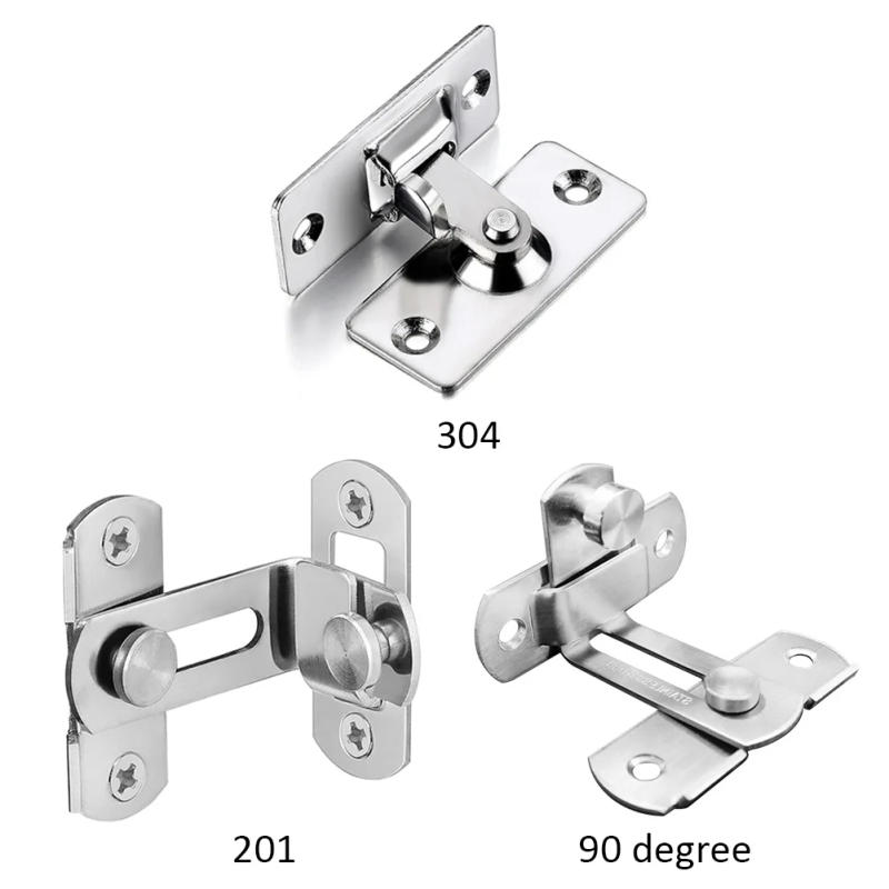 Description Picture 3 of itemLatch Clasp Chain Door Lock Push Pull Button 90 Degree Home Cabinet Hotel Security Tools Sliding Stainless Steel Shift