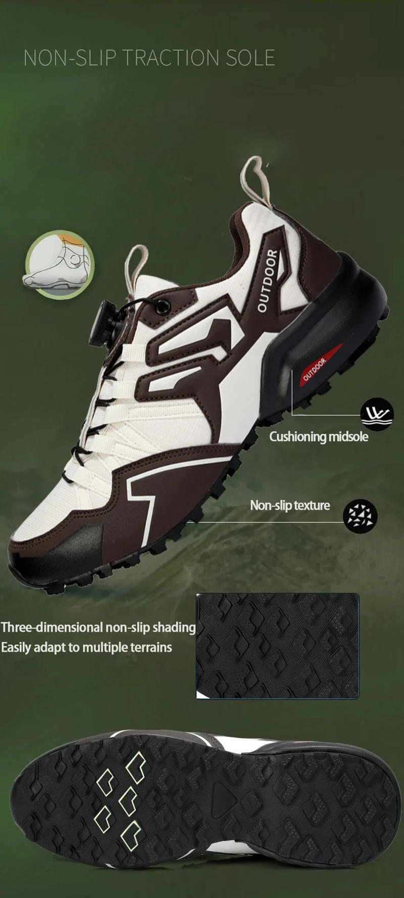 Description Picture 5 of itemMen Outdoor Hiking Sneakers Climbing Trekking Lace Up Trekking Outdoor Mountain Bike Shoes Flat Sport Cycling Shoes Breathable