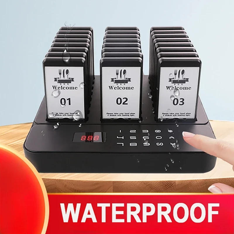 Description Picture 3 of itemStyle 3- Restaurant Pager with 24 Coasters Wireless Caller Buzzer Bell Calling System Cafe Bar Fast Food Truck Bars Hotel Beeper