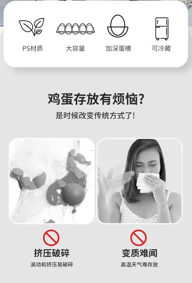 Description Picture 3 of itemEgg Storage Box Side Door of Refrigerator Storage Organizer Kitchen Reversible Special Egg Storage Tray Kitchen Accessories