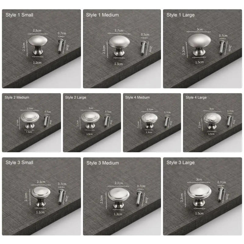 Description Picture 3 of item2Pcs/Set Furniture Hardware Drawer Knobs with Screws Cupboard Cabinet Single-hole Pull Kitchen Home Stainless Steel Door Handles