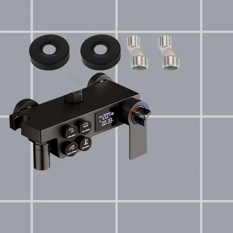 Description Picture 5 of itemShower Set Accessories Brass Shower System Bathroom Thermostatic Faucet Hot Cold Mixed Bathtub Shower Faucet LED Digital Faucet