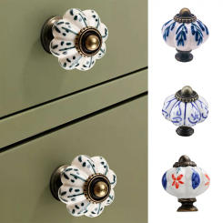 Pumpkin Shape Ceramic Handles Drawer Knobs Single Hole Closet Cupboard Wardrobe Cabinet Door Handles Furniture Hardware Handles