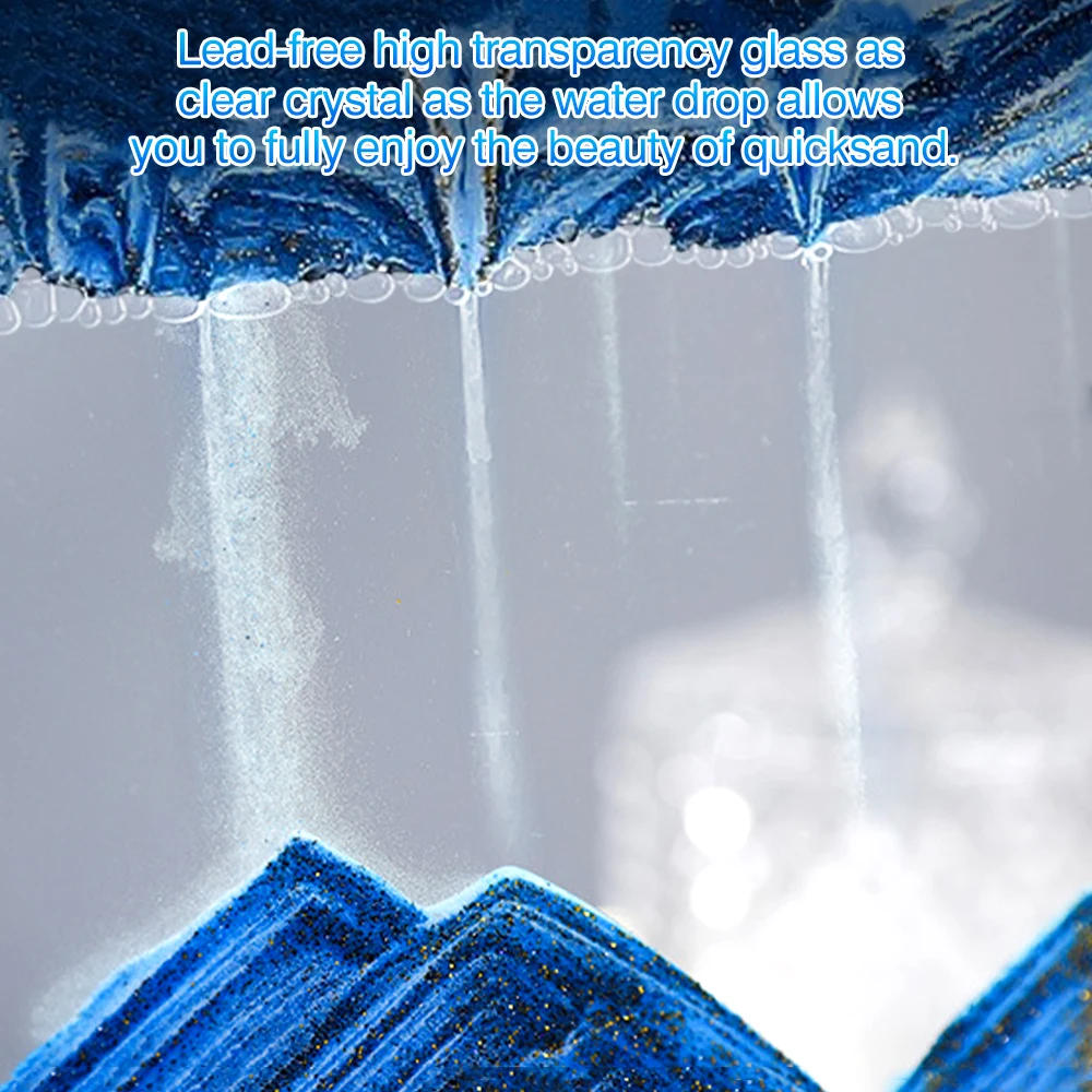 Description Picture 4 of itemMoving Sand Art Picture Round Glass 3D Hourglass Deep Sea Sandscape In Motion Display Flowing Sand Frame 7/12inch For home Decor