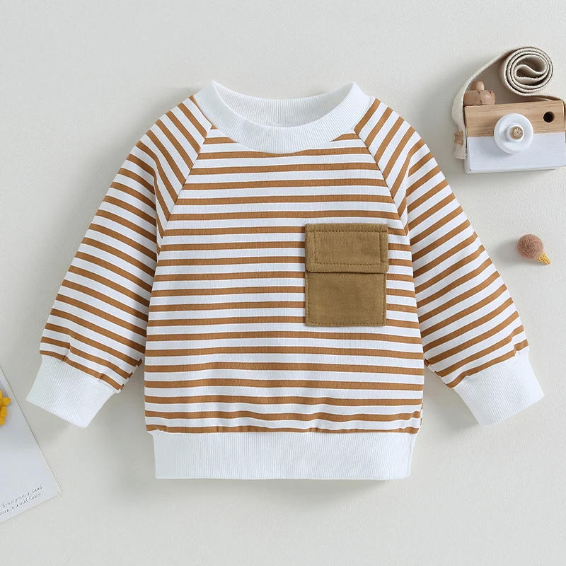 Description Picture 2 of itemNewborn Baby Sweatshirt Casual Stripe Print Long Sleeve Pullovers Autumn Shirt for Toddler Girls Boys